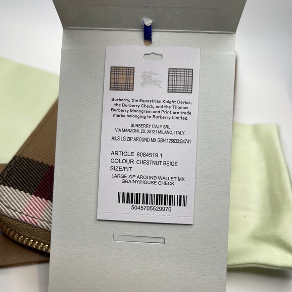 Burberry Check Large Zip Around Wallet - MSRP $630 - NWT - Picture 6 of 9